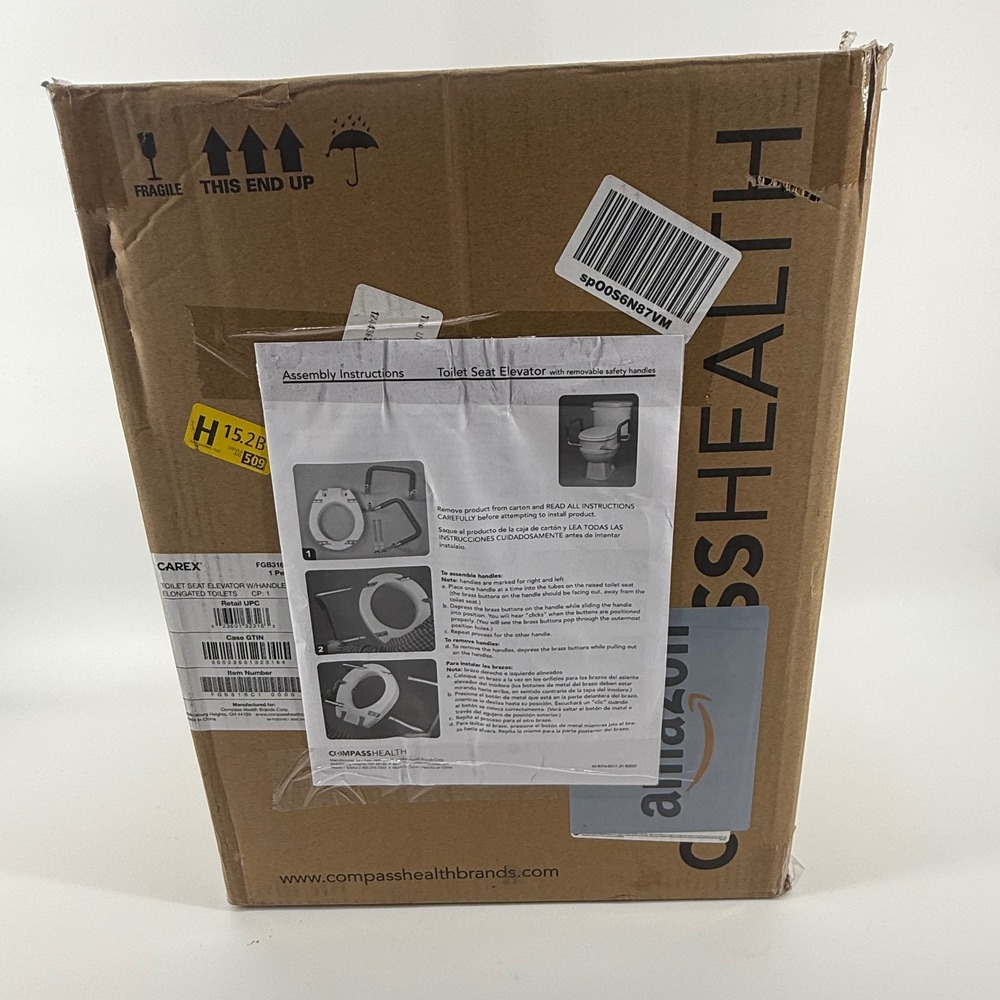 Carex Toilet Seat Elevator with Removable Safety Handles for Elongated Toilets‎